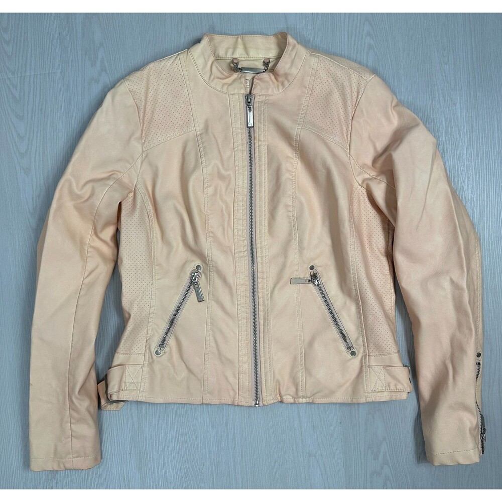 J2 Moto Jacket Shell Collor Full Zip 100% Polyurethane Fabric & Leather Size M